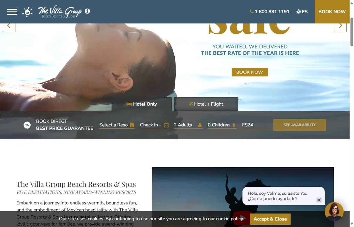 The Villa Group Resorts & Spas checkout page showing The Villa Group Resorts & Spas promo code box | Screenshot taken by SimplyCodes community member on Jul 15, 2025