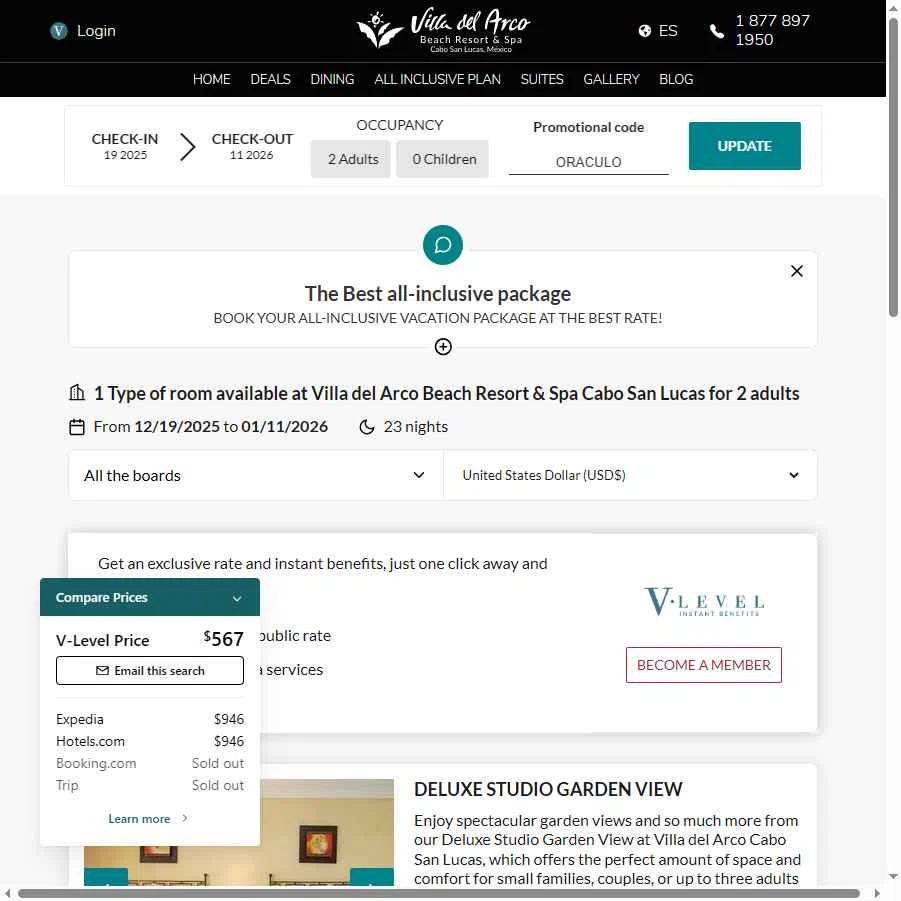 The Villa Group Resorts & Spas checkout page showing The Villa Group Resorts & Spas promo code box | Screenshot taken by SimplyCodes community member on Dec 11, 2025