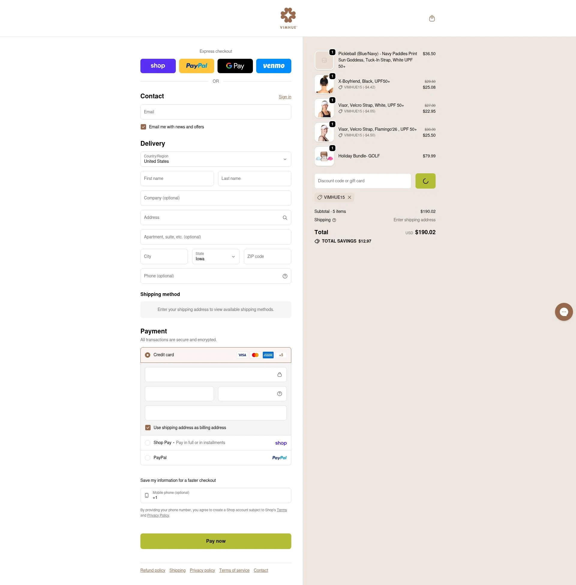 VimHue checkout page showing VimHue discount code box | Screenshot taken by SimplyCodes community member on Feb 11, 2026