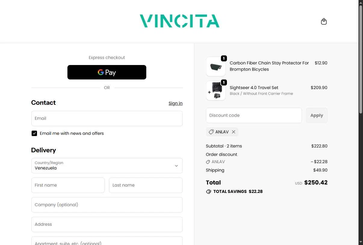 Vincita checkout page showing Vincita promo code box | Screenshot taken by SimplyCodes community member on Feb 20, 2026