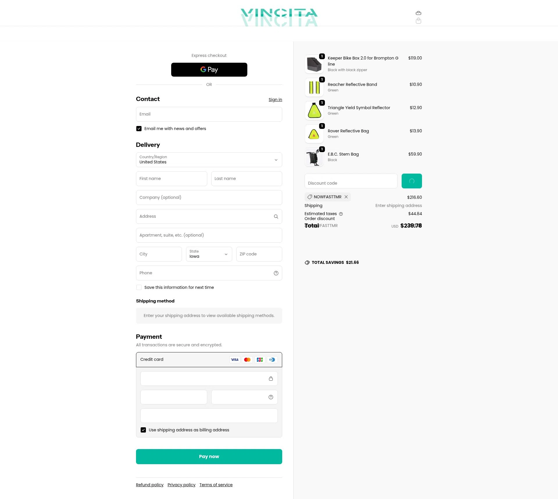 Vincita checkout page showing Vincita promo code box | Screenshot taken by SimplyCodes community member on Feb 19, 2026