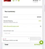 FLASH coupon verification screenshot