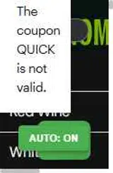 QUICK coupon verification screenshot