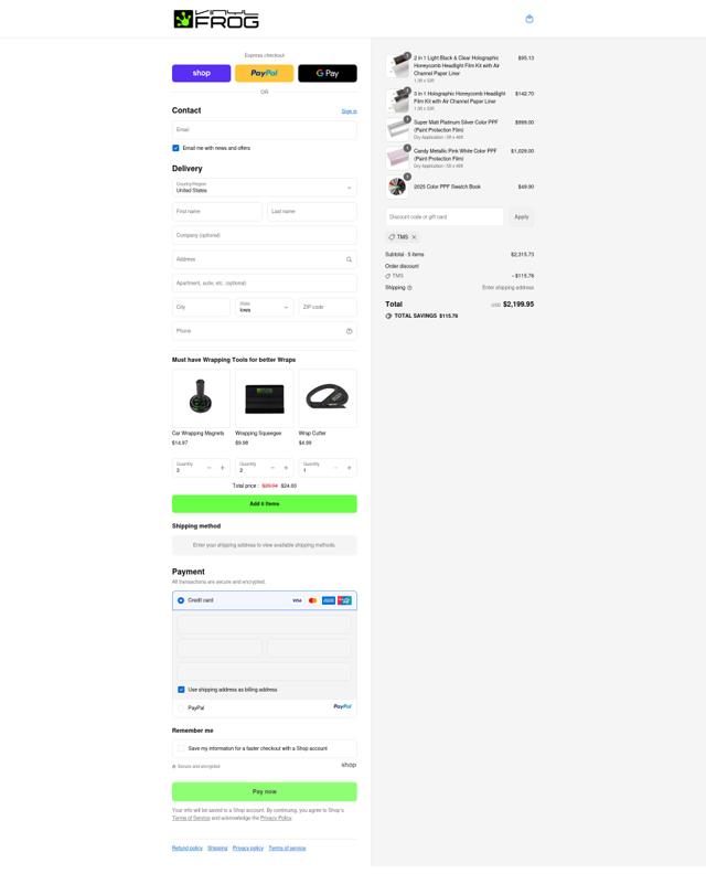 Vinyl Frog checkout page showing Vinyl Frog discount code box | Screenshot taken by SimplyCodes community member on Sep 12, 2025