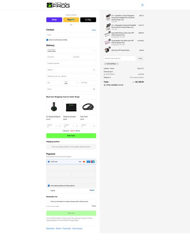 Vinyl Frog checkout page showing Vinyl Frog discount code box | Screenshot taken by SimplyCodes community member on Sep 12, 2025