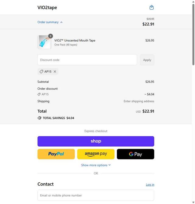 VIO2tape checkout page showing VIO2tape promo code box | Screenshot taken by SimplyCodes community member on Sep 1, 2025