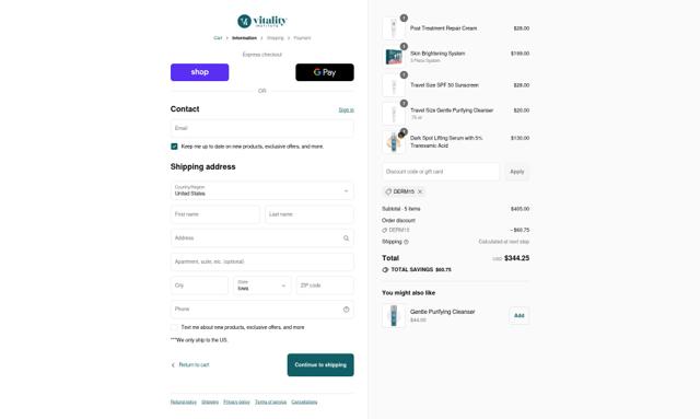 Vi Peel checkout page showing Vi Peel discount code box | Screenshot taken by SimplyCodes community member on Sep 12, 2025