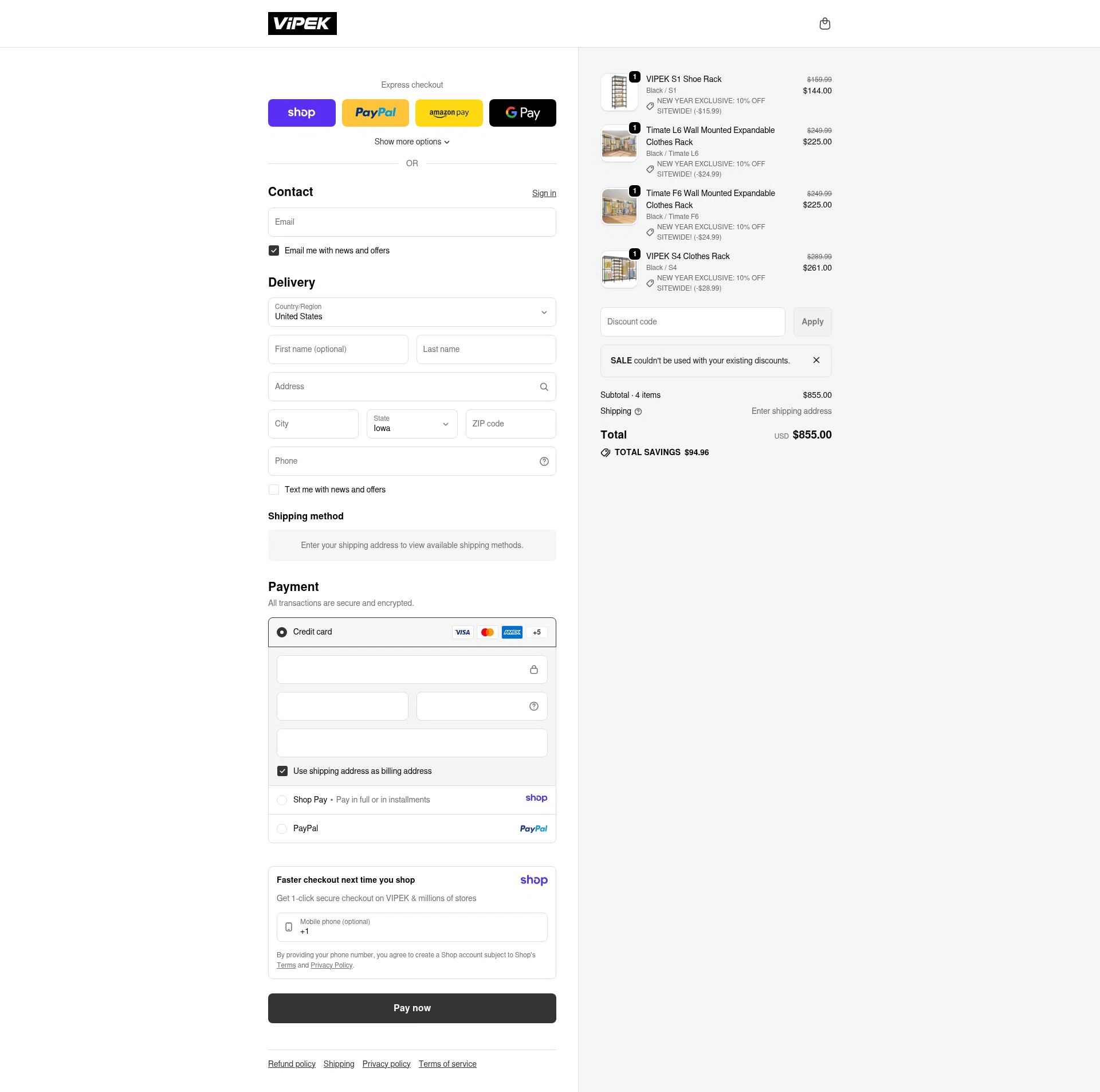 VIPEK checkout page showing VIPEK coupon code box | Screenshot taken by SimplyCodes community member on Jan 11, 2026