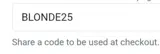 BLONDE25 coupon verification screenshot