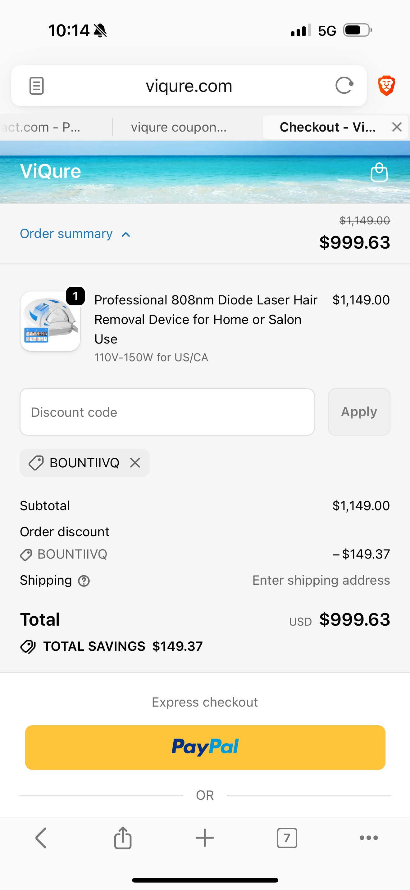 ViQure coupon code screenshot showing code BOUNTIIVQ applied at ViQure checkout page. Uploaded by SimplyCodes community member ExtraordinaryEagle2239 on Dec 16, 2025