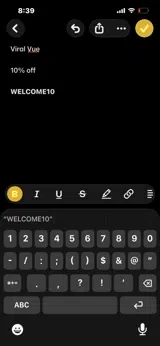 WELCOME10 coupon verification screenshot