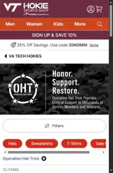Virginia Tech Athletics coupon verification screenshot