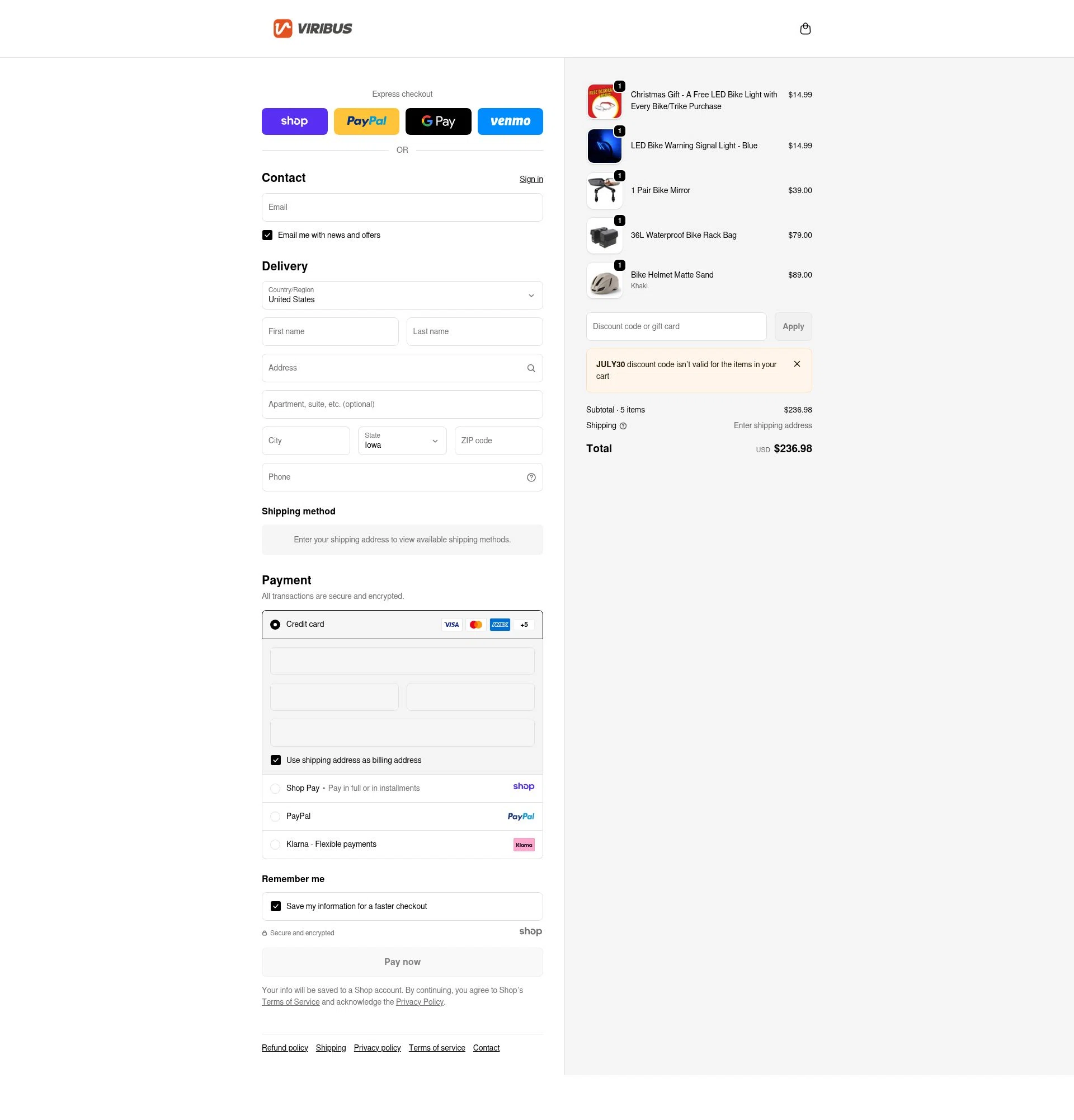 Viribus checkout page showing Viribus discount code box | Screenshot taken by SimplyCodes community member on Jan 8, 2026