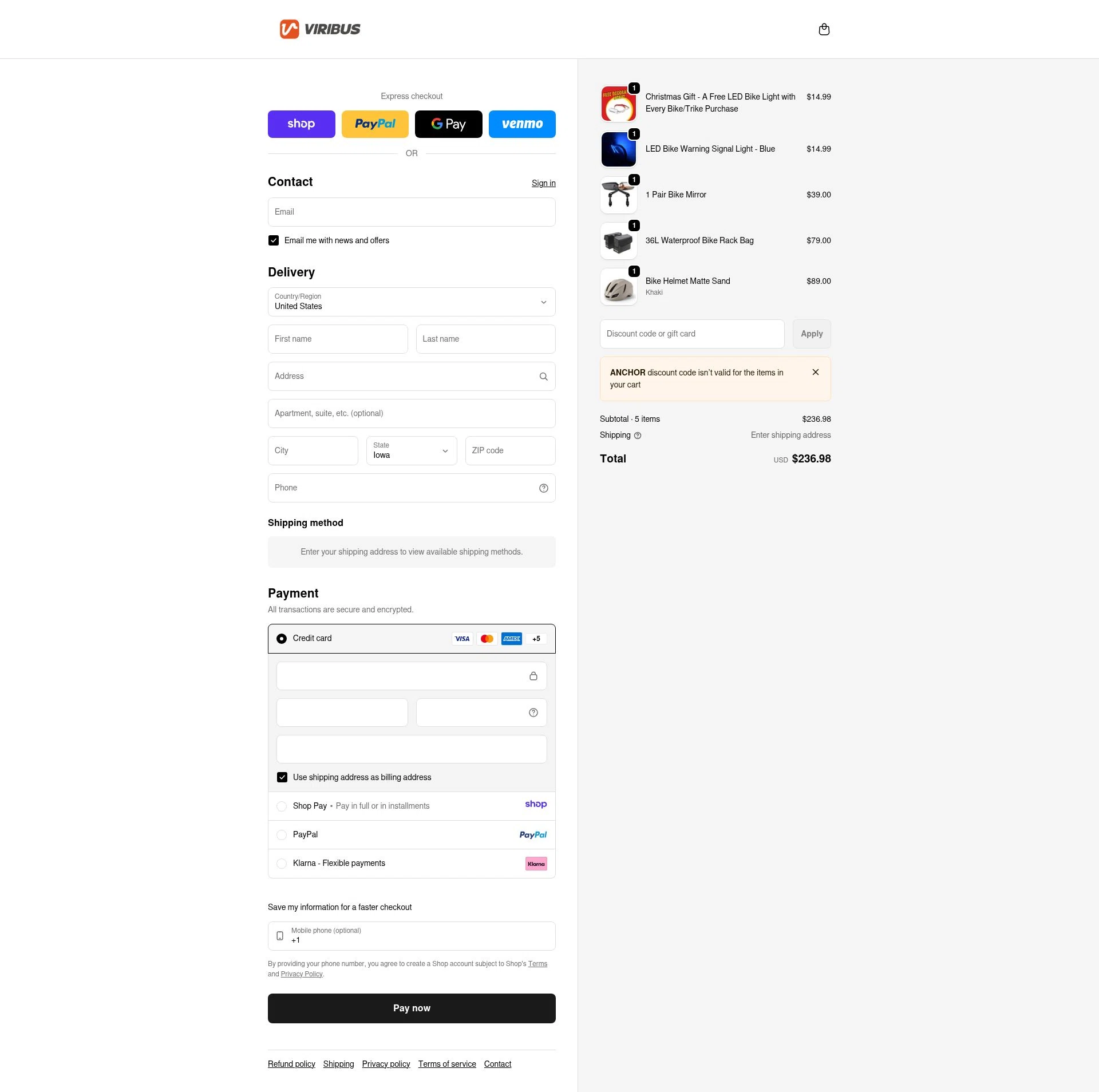 Viribus checkout page showing Viribus discount code box | Screenshot taken by SimplyCodes community member on Jan 8, 2026