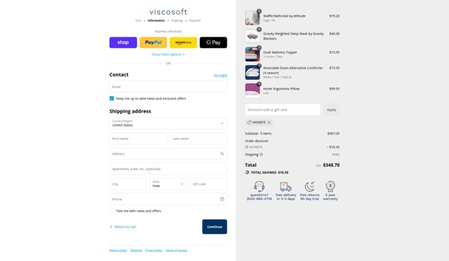 ViscoSoft checkout page showing ViscoSoft discount code box | Screenshot taken by SimplyCodes community member on Sep 2, 2025