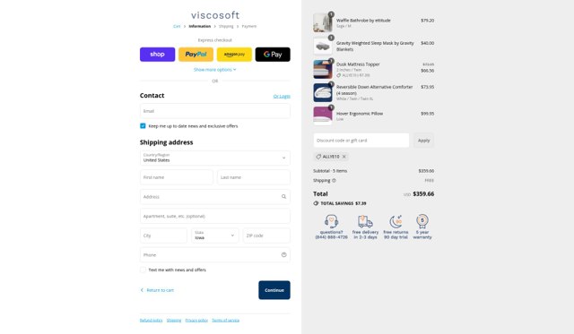 ViscoSoft checkout page showing ViscoSoft discount code box | Screenshot taken by SimplyCodes community member on Sep 2, 2025