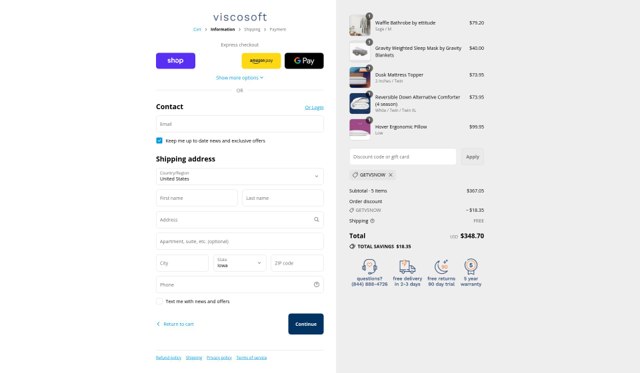 ViscoSoft checkout page showing ViscoSoft discount code box | Screenshot taken by SimplyCodes community member on Sep 2, 2025