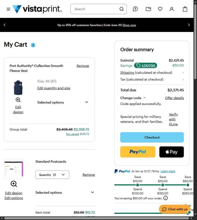 Vistaprint Promo Codes (9 Verified) - $50 Off Jun 2025