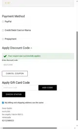 SELFCARE coupon verification screenshot