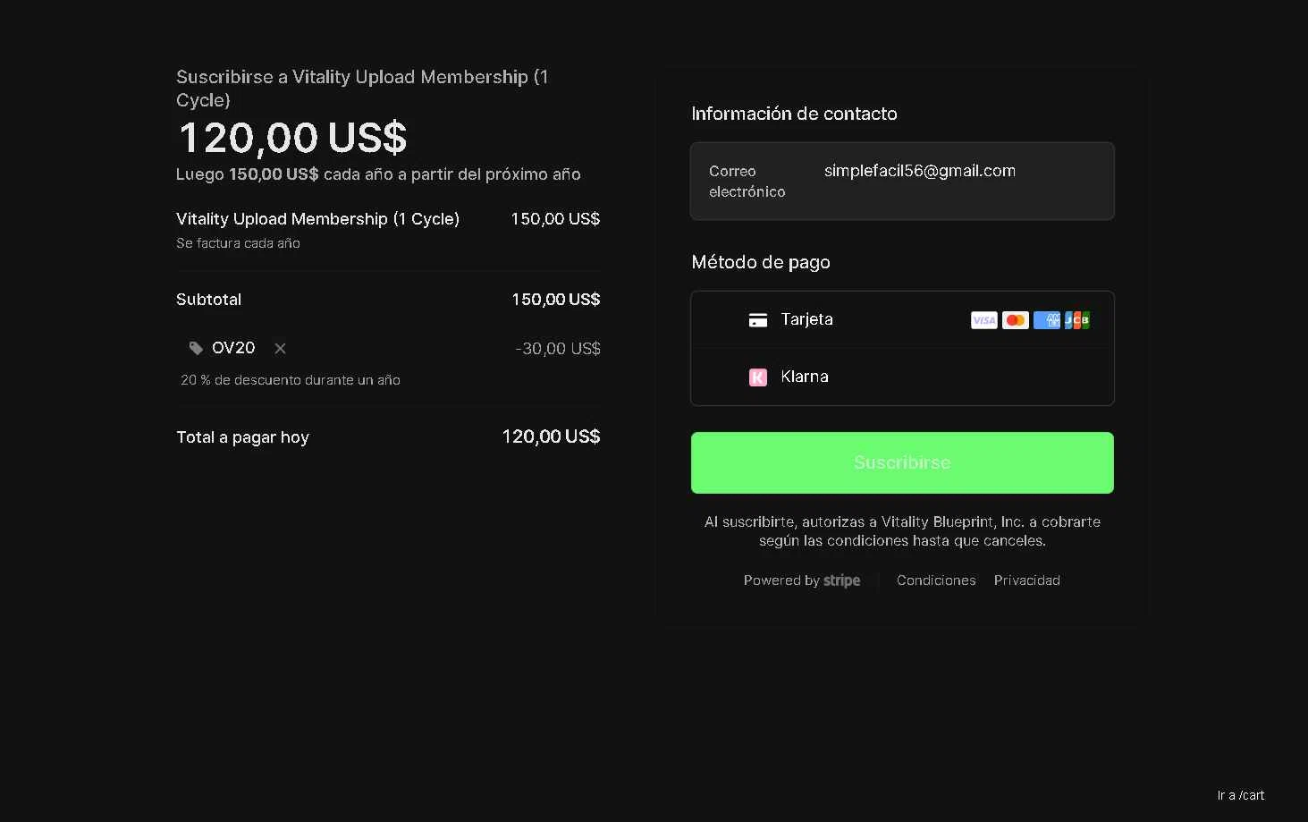 Vitality Blueprint checkout page showing Vitality Blueprint promo code box | Screenshot taken by SimplyCodes community member on Dec 4, 2025