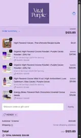Vital Purple coupon verification screenshot