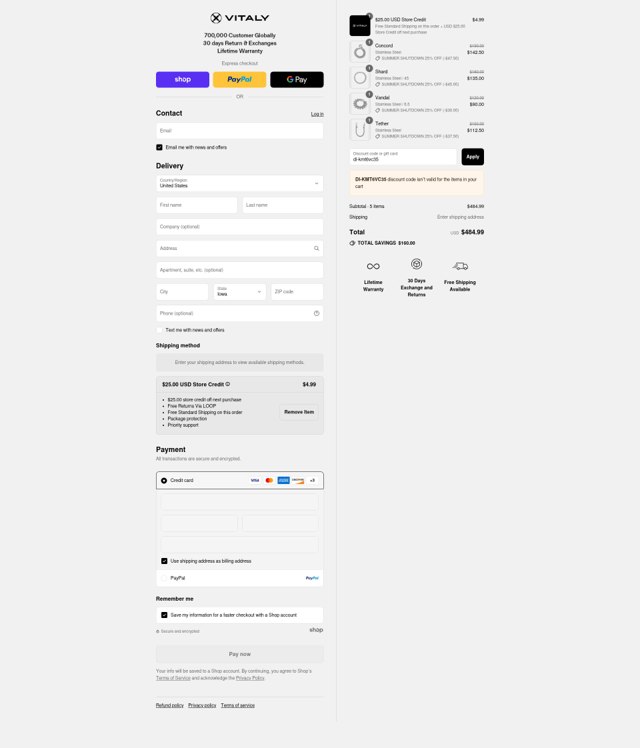 Vitaly Design checkout page showing Vitaly Design promo code box | Screenshot taken by SimplyCodes community member on Aug 30, 2025