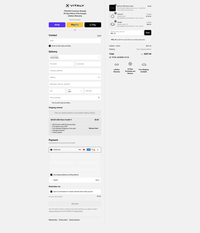 Vitaly Design checkout page showing Vitaly Design promo code box | Screenshot taken by SimplyCodes community member on Sep 2, 2025
