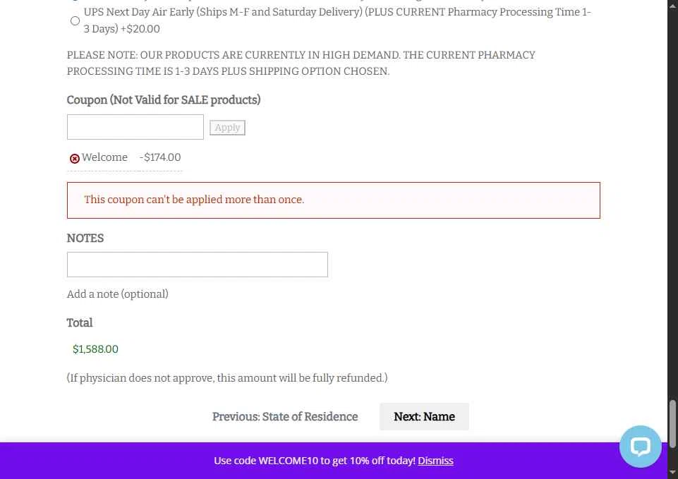 VITAstir checkout page showing VITAstir coupon code box | Screenshot taken by SimplyCodes community member on Feb 2, 2026