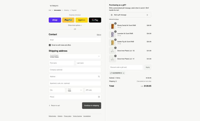 Vitruvi checkout page showing Vitruvi discount code box | Screenshot taken by SimplyCodes community member on Sep 12, 2025