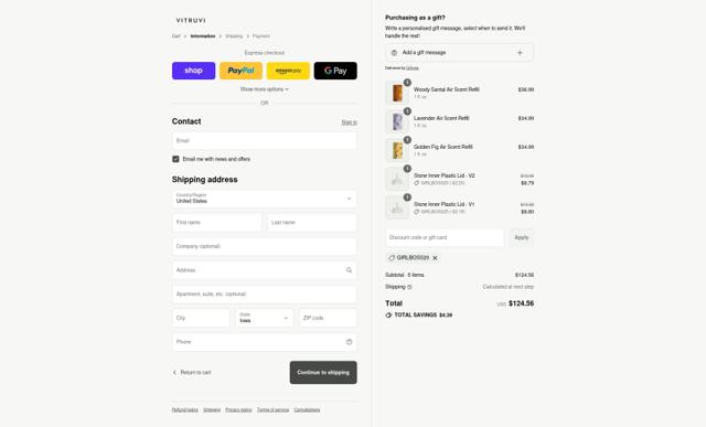 Vitruvi checkout page showing Vitruvi discount code box | Screenshot taken by SimplyCodes community member on Sep 12, 2025