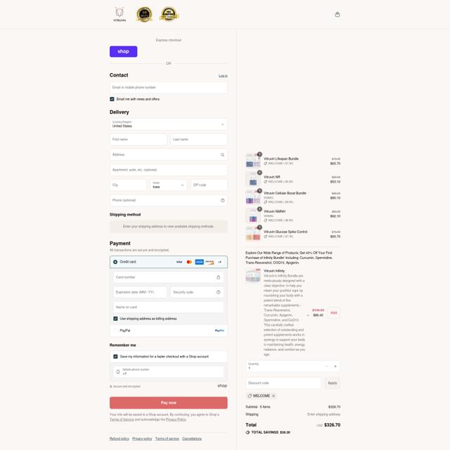 Vitruvin checkout page showing Vitruvin promo code box | Screenshot taken by SimplyCodes community member on Sep 2, 2025