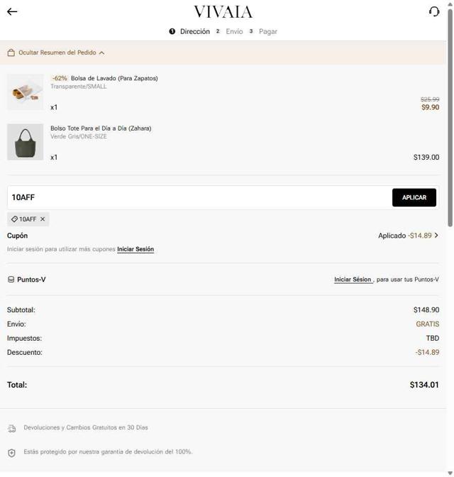 Vivaia checkout page showing Vivaia coupon code box | Screenshot taken by SimplyCodes community member on Jun 15, 2025
