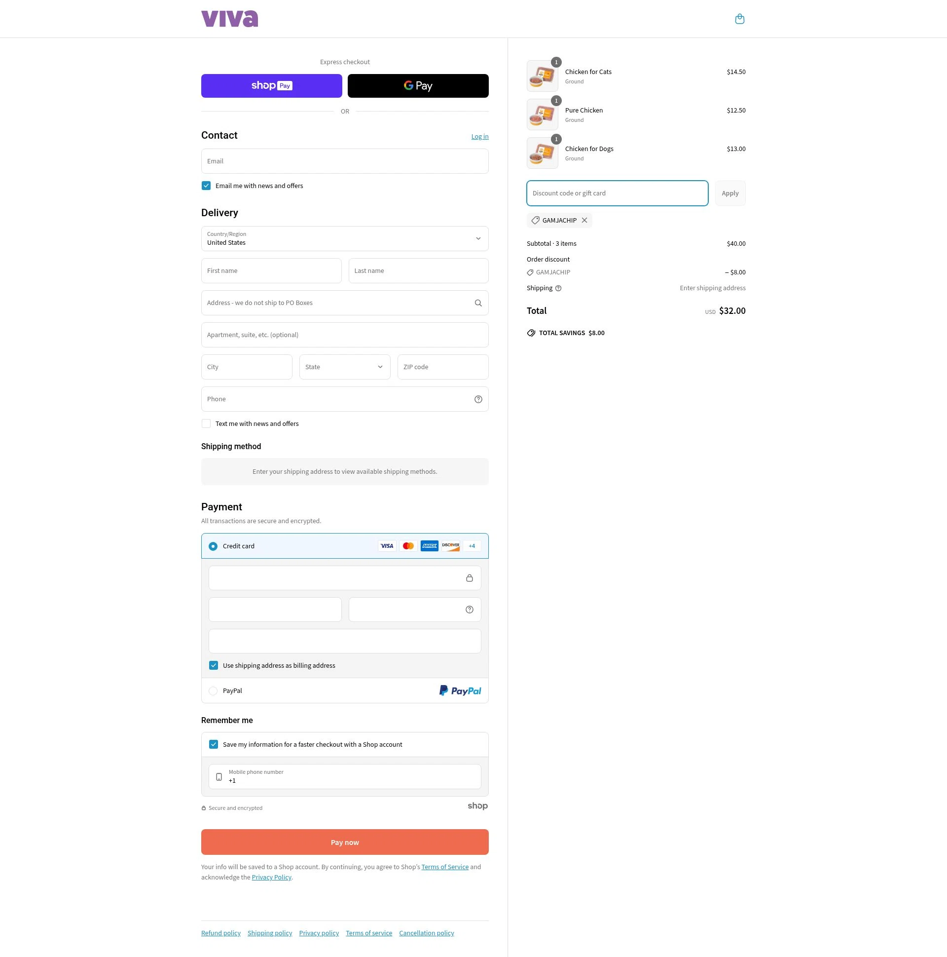 Viva Raw checkout page showing Viva Raw discount code box | Screenshot taken by SimplyCodes community member on Mar 30, 2025