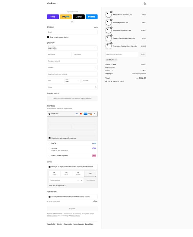 VivaRays checkout page showing VivaRays discount code box | Screenshot taken by SimplyCodes community member on Sep 6, 2025