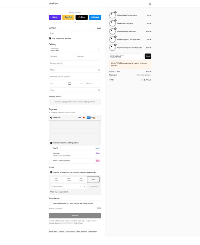 VivaRays checkout page showing VivaRays discount code box | Screenshot taken by SimplyCodes community member on Sep 6, 2025