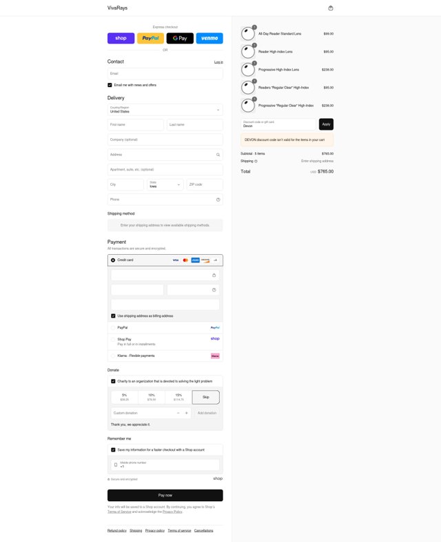 VivaRays checkout page showing VivaRays discount code box | Screenshot taken by SimplyCodes community member on Sep 6, 2025