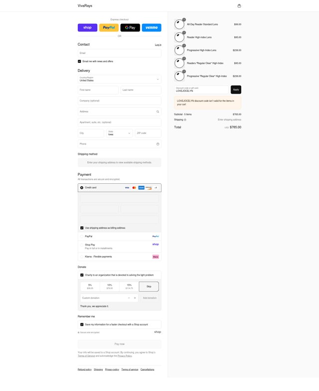 VivaRays checkout page showing VivaRays discount code box | Screenshot taken by SimplyCodes community member on Sep 6, 2025