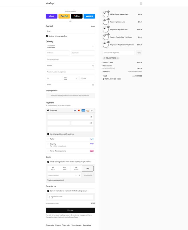 VivaRays checkout page showing VivaRays discount code box | Screenshot taken by SimplyCodes community member on Sep 6, 2025