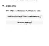 CAMPWITHKRIS coupon verification screenshot