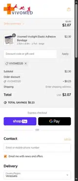 VIVOMED20 coupon verification screenshot