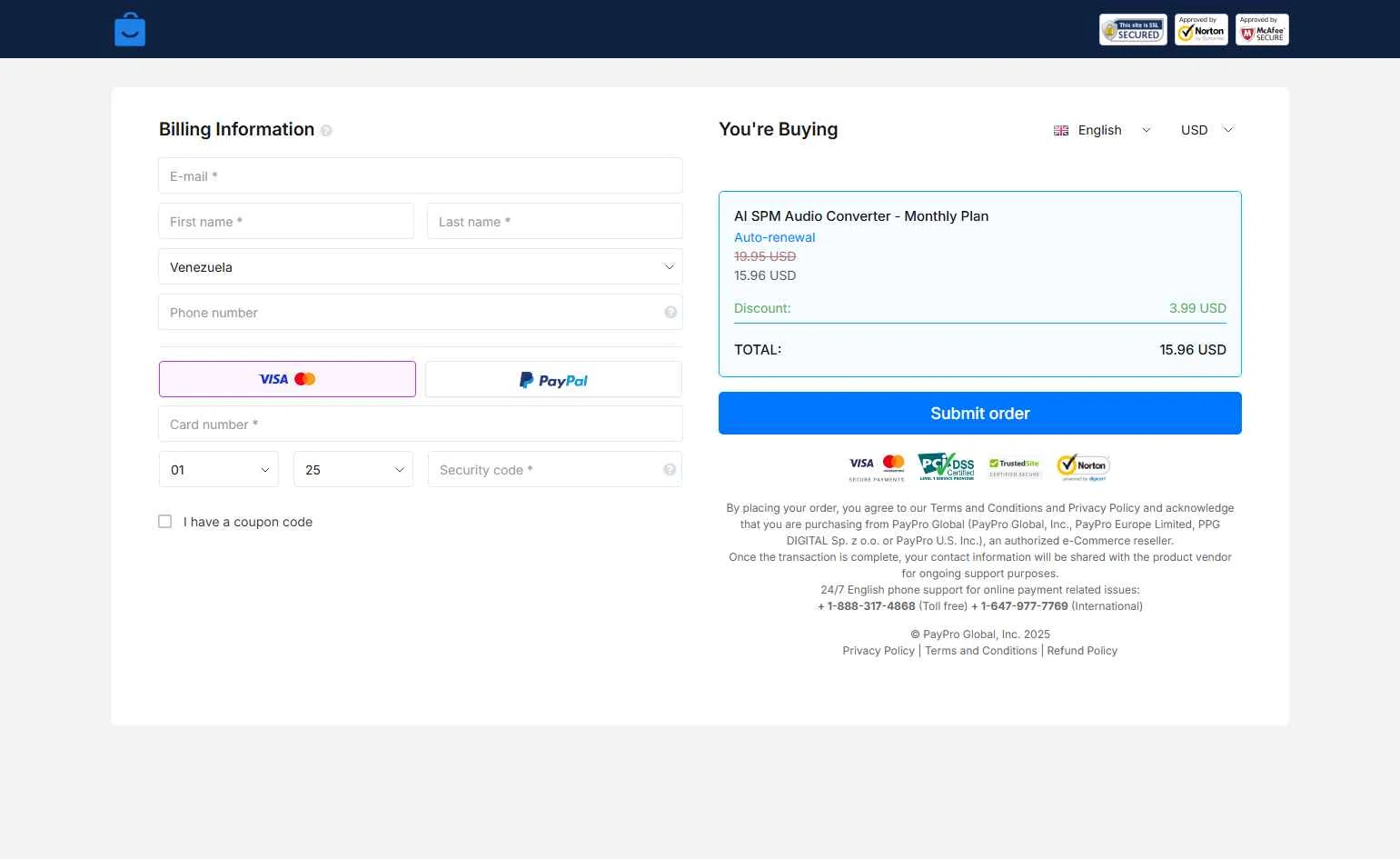 ViWizard checkout page showing ViWizard coupon code box | Screenshot taken by SimplyCodes community member on Dec 24, 2025
