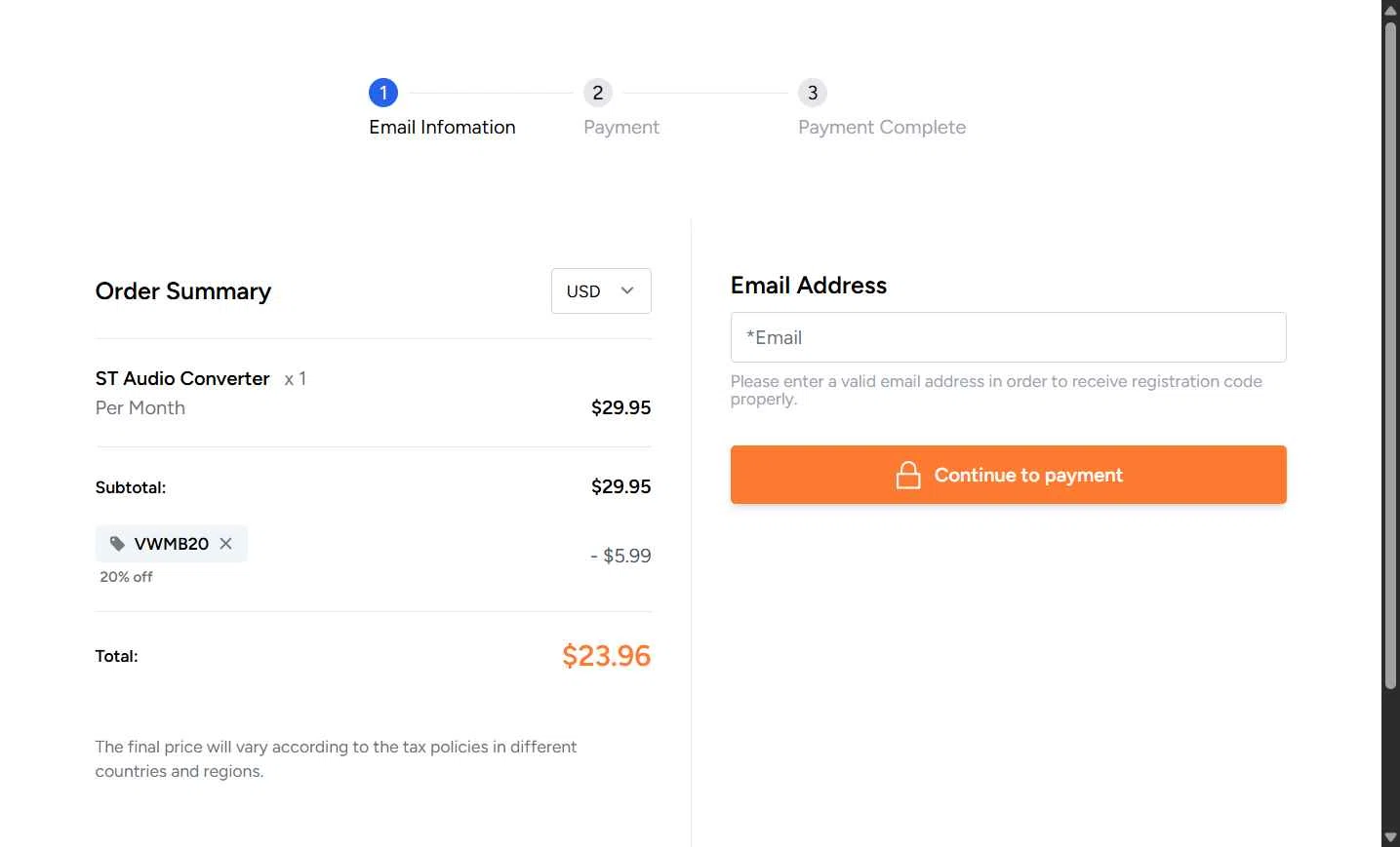 ViWizard checkout page showing ViWizard coupon code box | Screenshot taken by SimplyCodes community member on Jan 22, 2026