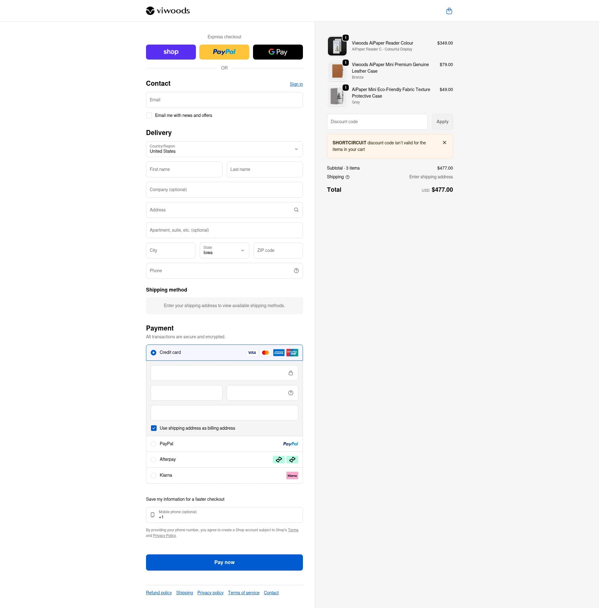 Viwoods checkout page showing Viwoods discount code box | Screenshot taken by SimplyCodes community member on Feb 6, 2026