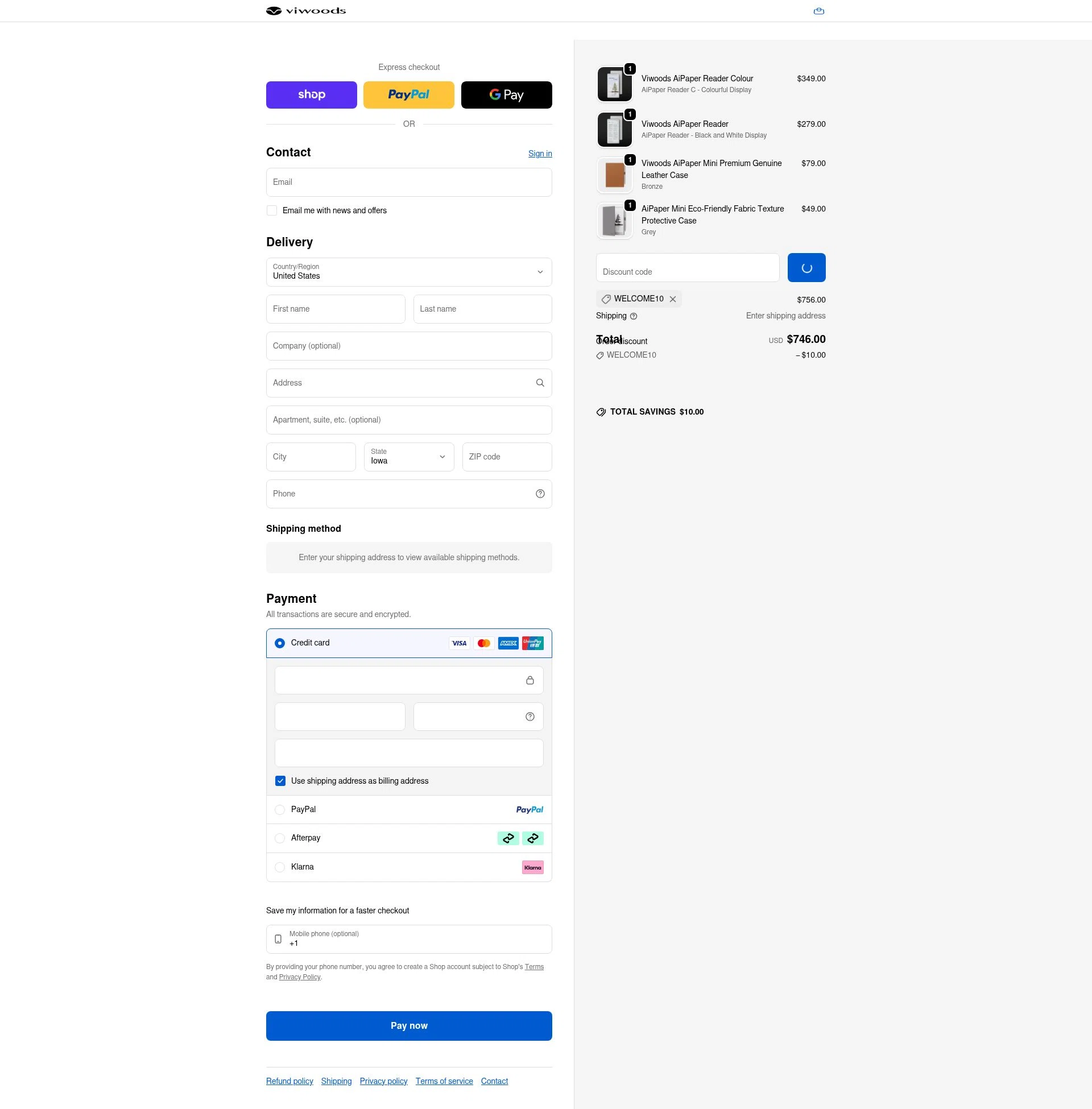 Viwoods checkout page showing Viwoods discount code box | Screenshot taken by SimplyCodes community member on Feb 1, 2026