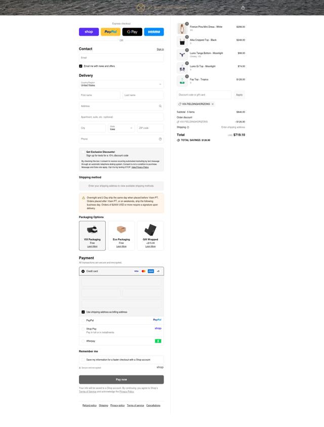 ViX Paula Hermanny checkout page showing ViX Paula Hermanny discount code box | Screenshot taken by SimplyCodes community member on Sep 12, 2025