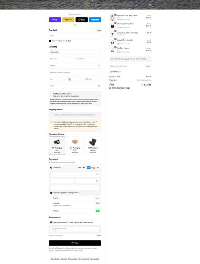 ViX Paula Hermanny checkout page showing ViX Paula Hermanny discount code box | Screenshot taken by SimplyCodes community member on Sep 8, 2025