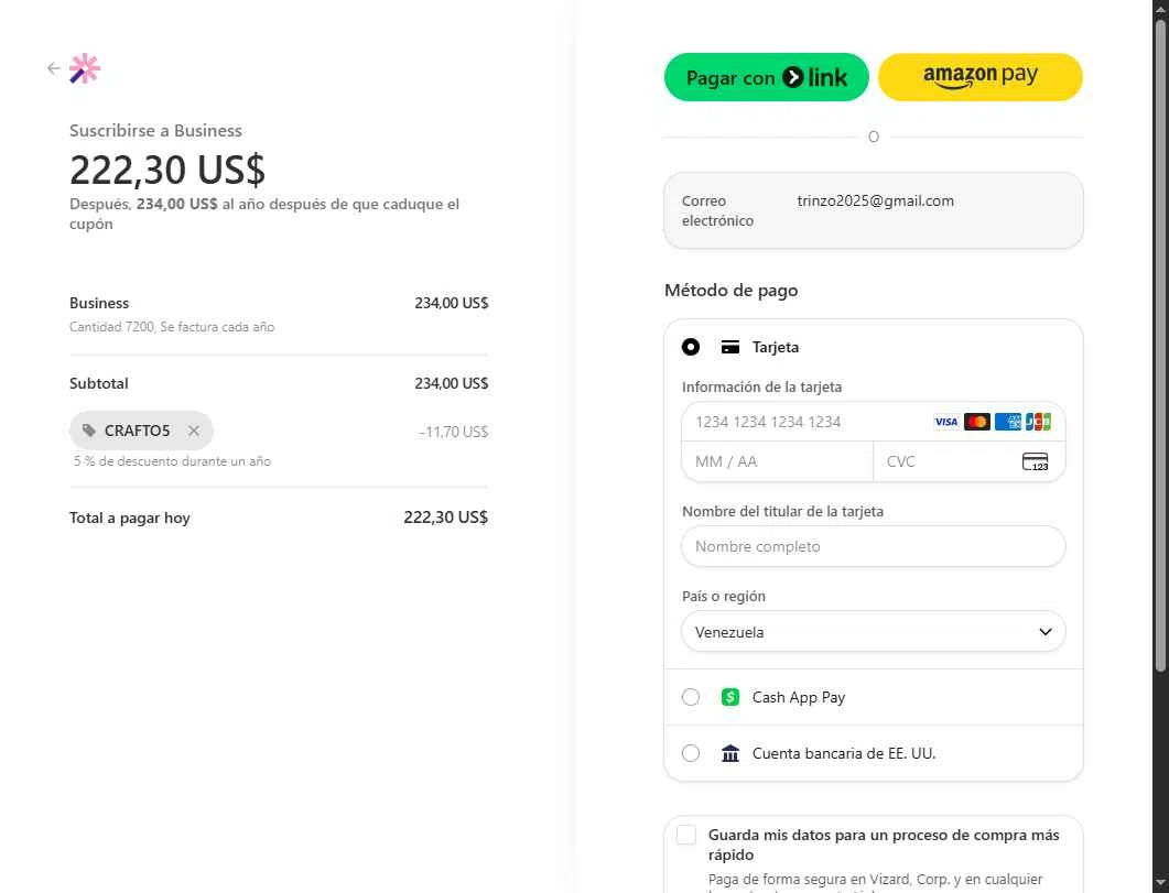 Vizard checkout page showing Vizard promo code box | Screenshot taken by SimplyCodes community member on Sep 13, 2025