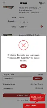Vizard's Guns and Ammo coupon verification screenshot