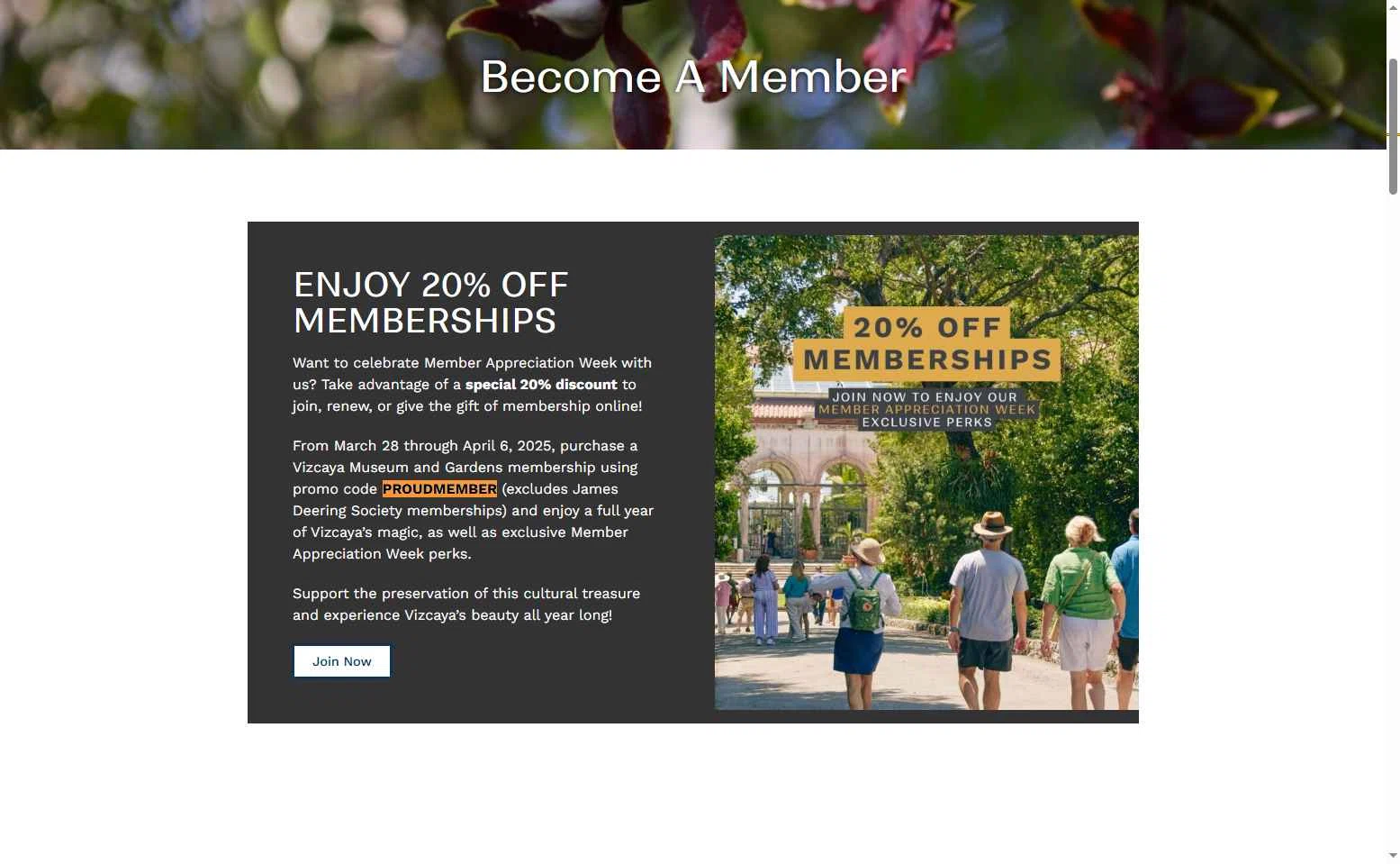 Vizcaya Museum & Gardens checkout page showing Vizcaya Museum & Gardens discount code box | Screenshot taken by SimplyCodes community member on May 1, 2025