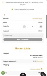 welcome10 coupon verification screenshot